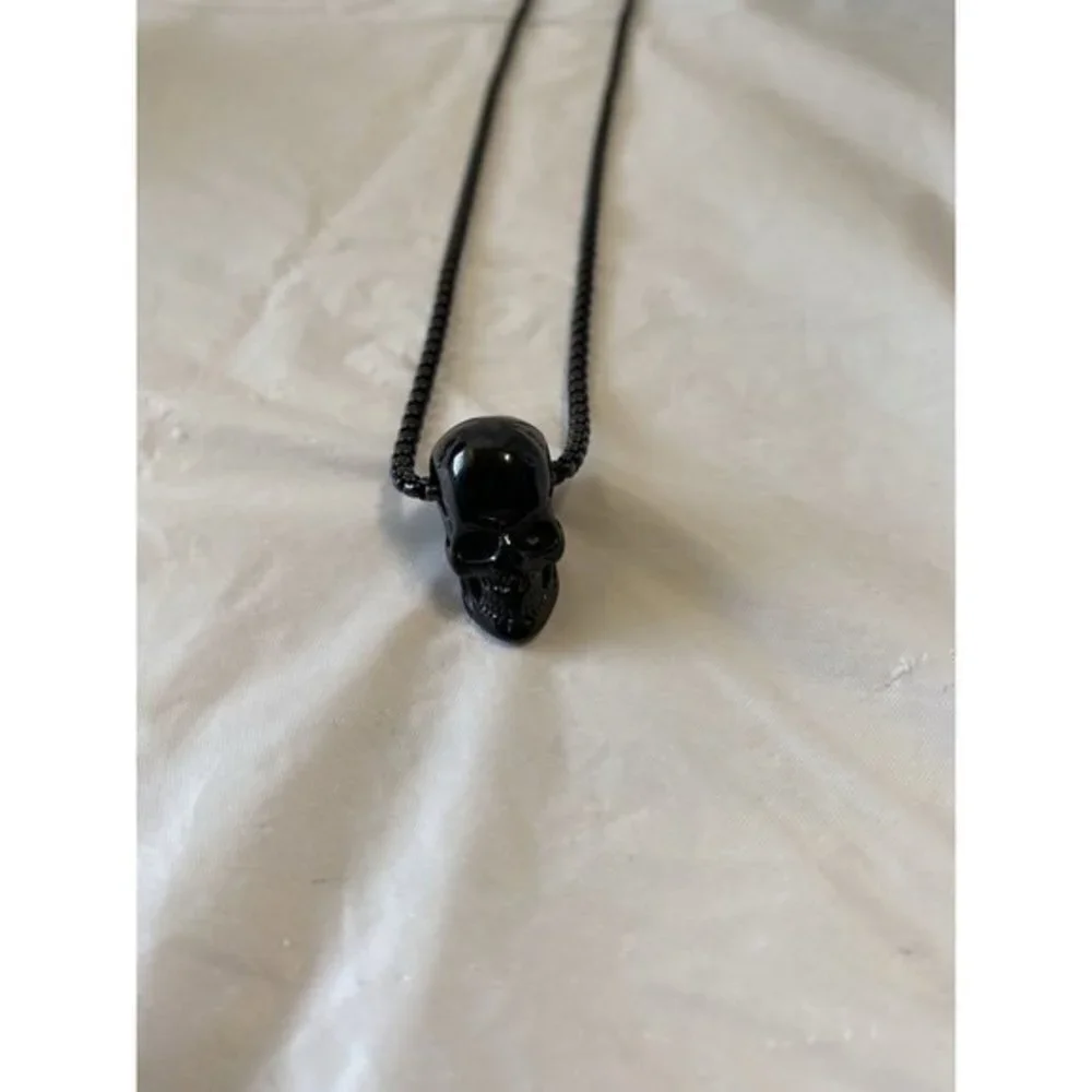 Skull Pendant‎ Necklace Black Goth Biker Punk Emo Edgy